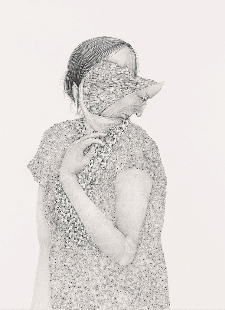 Woman with her face removed