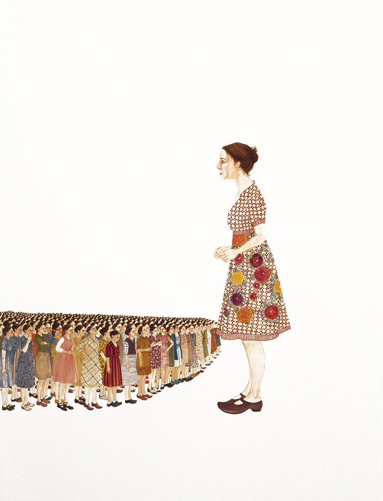 Large woman facing an army of smaller women