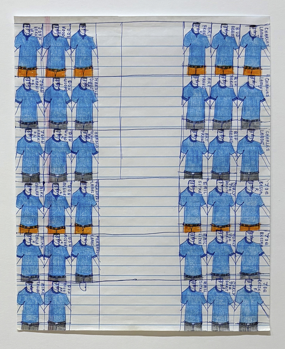 men in blue shirts